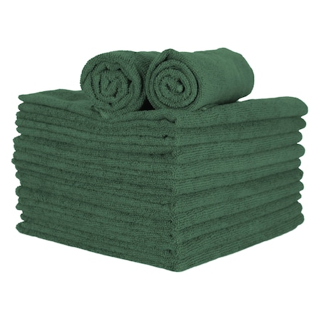 Monarch Brands Microfiber Hand Towels - 15in x 24in, Hunter Green, 180PK M915210HG-CS
